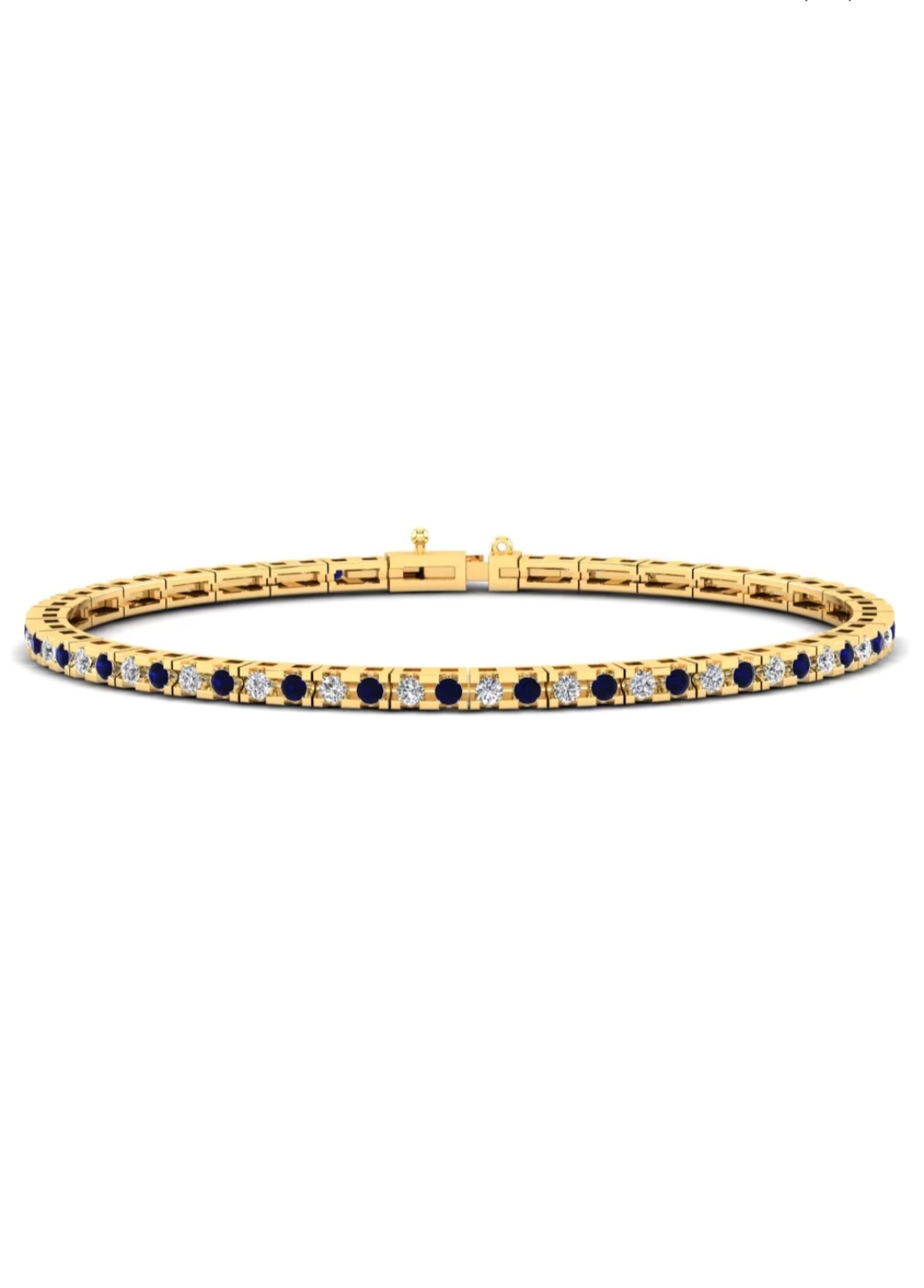 Deze tennisarmband van Louis Bros is vervaardigd uit 14 karaat witgoud (7.12 gr.) en is gezet met 38 briljant geslepen diamanten met een totaalgewicht van 1.25 ct en 38 saffier met een totaalgewicht van 1.76ct .De armband heeft een lengte van 19 cm. En een breedte van 2.16 mm.

Verkrijgbaar vanaf 1.00crt .
Leverbare goudkleuren: 14/18kts geelgoud, 14/18kts witgoud, 14/18kts roségoud en alle bicolor combinaties.